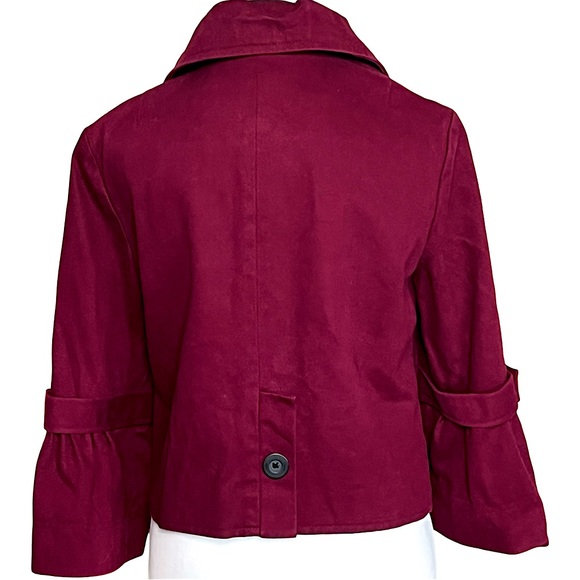 MIX IT Cropped Cotton Double Breasted Jacket Burgundy Size M Women’s EUC - Picture 2 of 9